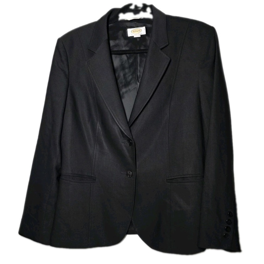 Talbots Italian Classics Black Blazer Size 12 Button Collared Lined Pockets